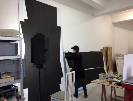 Image and artwork © Christine Rusche, Berlin 2017 Conservation treatment of large scale painting on Alu-Dibond